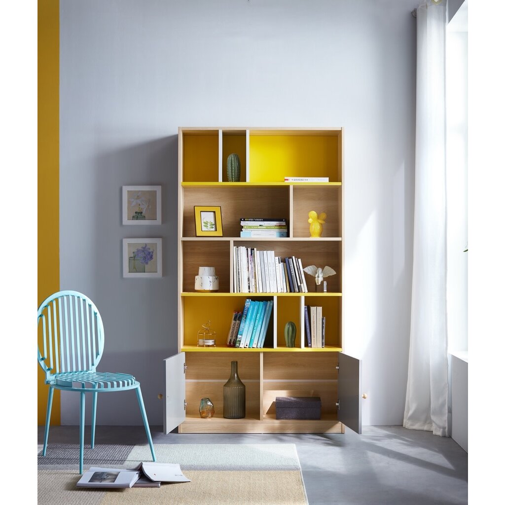 Bibliothèque 2 portes fond coloré