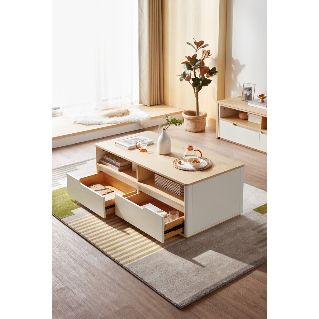 Table basse 2 tiroirs 115 cm