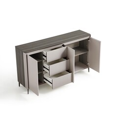 Buffet 3 portes et 3 tiroirs - Gris