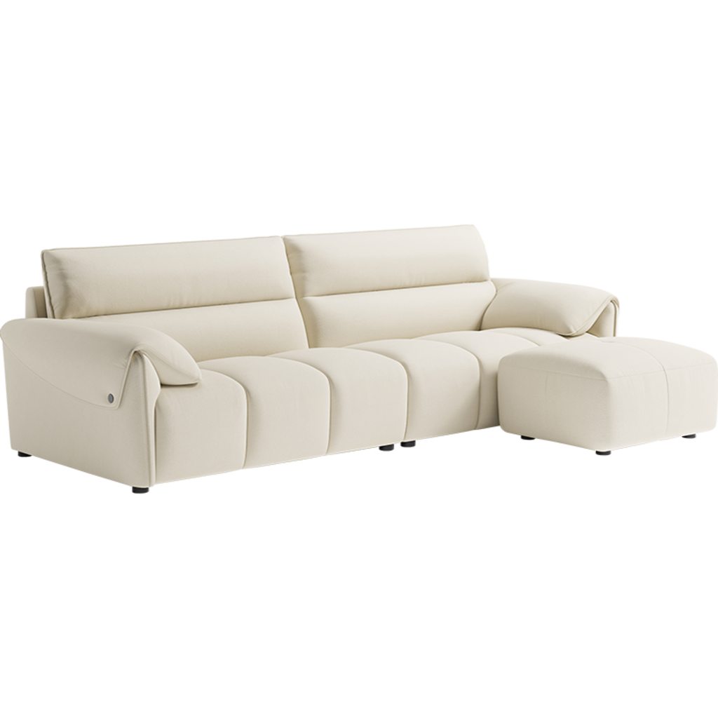 Sofa 4 places 280 cm avec tissu imperméable anti-griffes de chat + Ottoman Crème