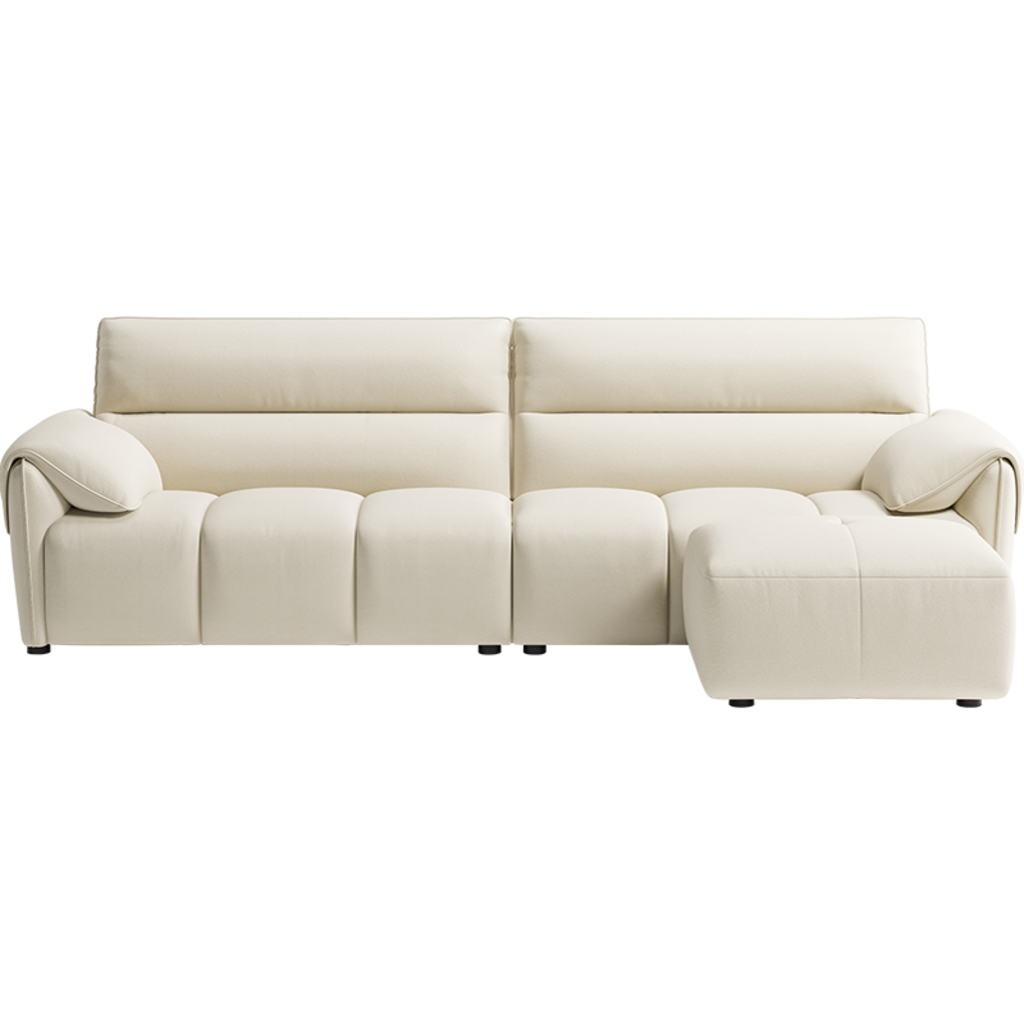 Sofa 4 places 280 cm avec tissu imperméable anti-griffes de chat + Ottoman Crème