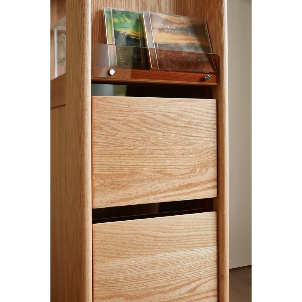 Bibliothèque 3 tiroirs en Chêne rouge massif