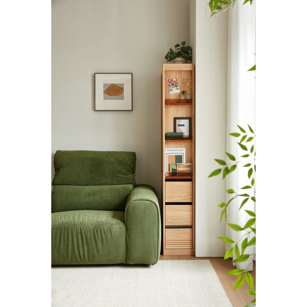 Bibliothèque 3 tiroirs en Chêne rouge massif