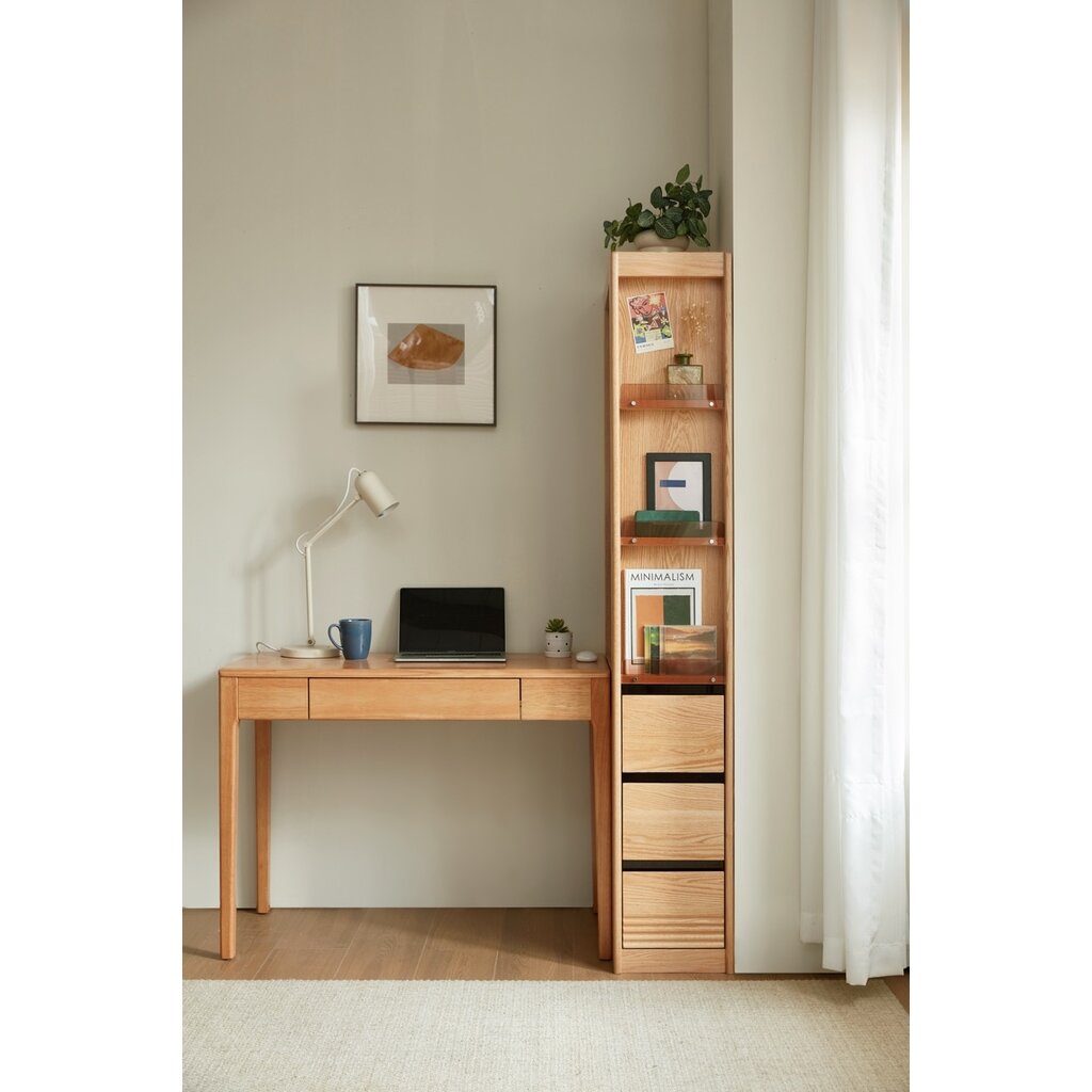 Bibliothèque 3 tiroirs en Chêne rouge massif