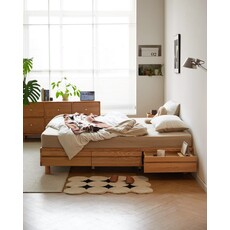 Lit avec tiroirs 180x200 cm en Chêne massif