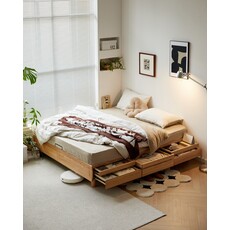 Lit avec tiroirs 180x200 cm en Chêne massif