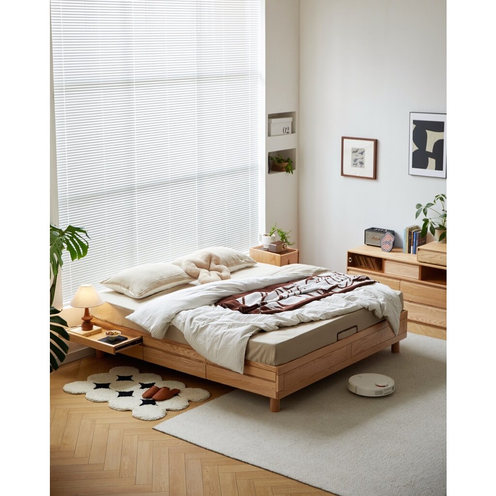 Lit avec tiroirs 180x200 cm en Chêne massif