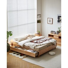 Lit avec tiroirs 180x200 cm en Chêne massif