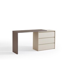 Ensemble coiffeuse / bureau miroir et caisson 3 tiroirs - Noisette