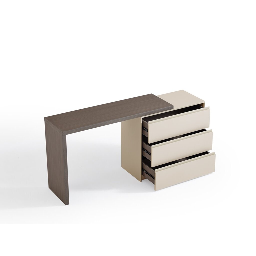 Ensemble coiffeuse / bureau miroir et caisson 3 tiroirs - Noisette