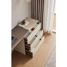 Ensemble coiffeuse / bureau miroir et caisson 3 tiroirs - Noisette