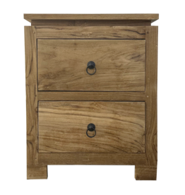 Table de chevet 2 tiroirs 45x40x55 Cm Brut