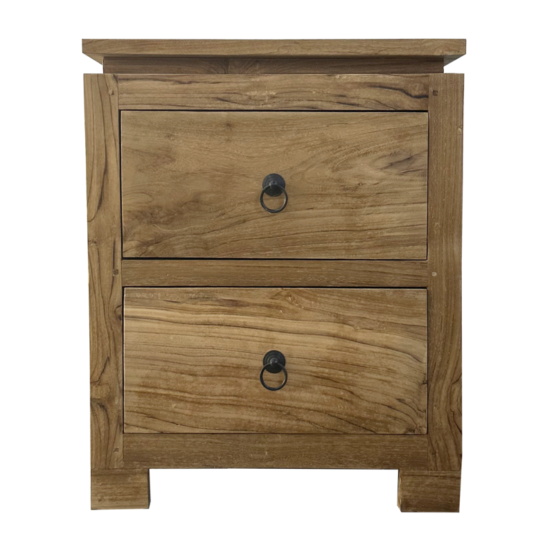 Table de chevet 2 tiroirs 45x40x55 Cm Brut