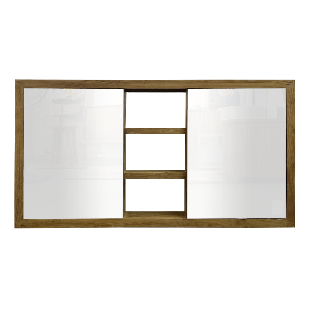 Étagère suspendu avec miroirs 130x14x70 Cm Brut