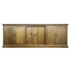 Buffet en teck massif 6 portes coulissantes 300x60x100 cm Naturel