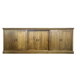Buffet en teck massif 6 portes coulissantes 300x60x100 cm Naturel