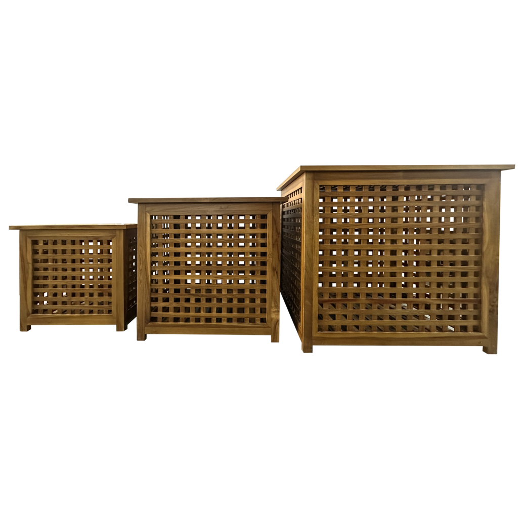 Moyenne Panière en teck Caillebotis 52X38X55 Cm