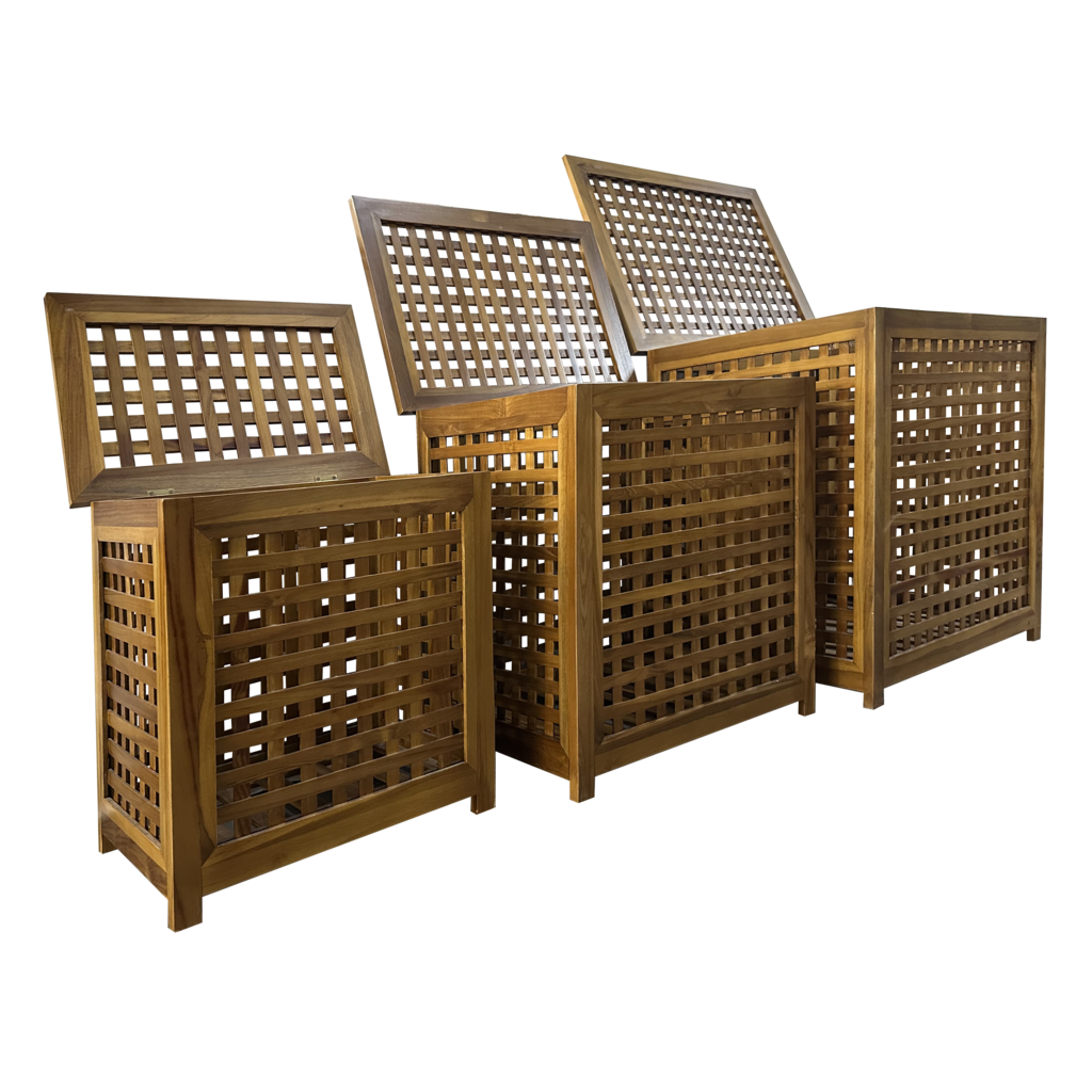 Moyenne Panière en teck Caillebotis 52X38X55 Cm