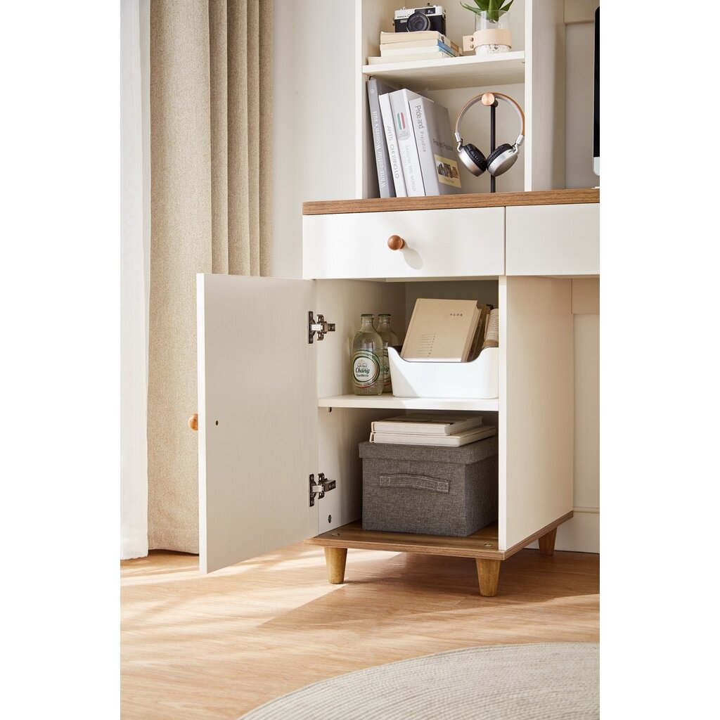 Bureau 120 cm avec rangements - Noisette