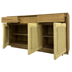 Buffet Oliver 3 portes en cordes 3 tiroirs 154x45x85 cm