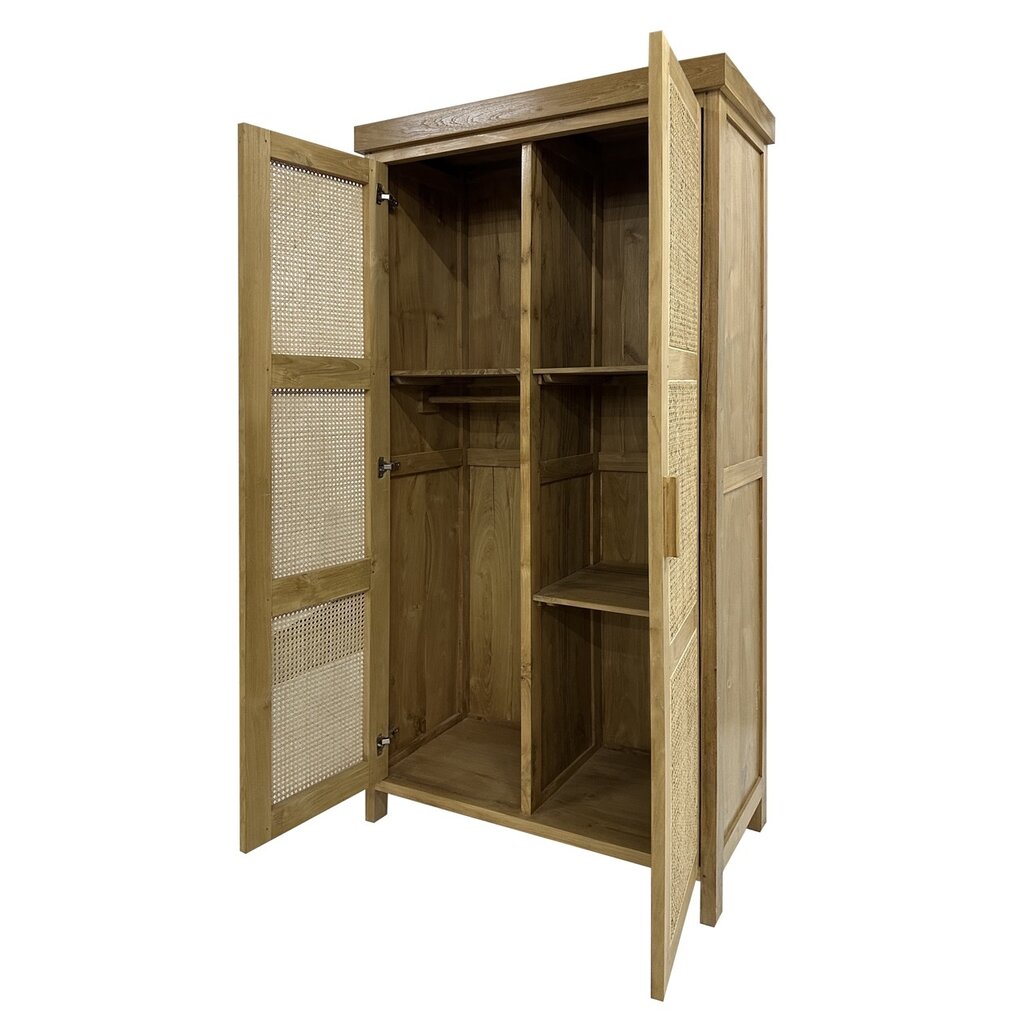 Armoire 2 portes rotin en teck 100x50x210 Cm WB
