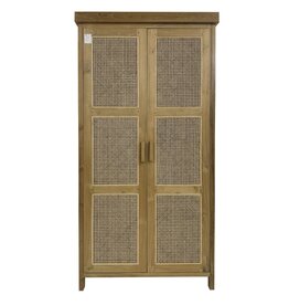 Armoire 2 portes rotin en teck 100x50x210 Cm WB