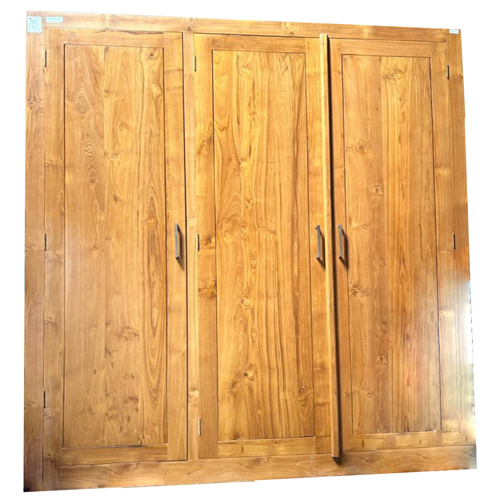 Armoire 3 portes 4 étagères 170x55x200 cm Naturel (BT-0158)