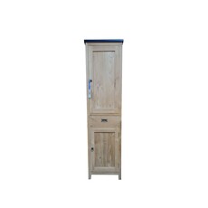 Armoire bois brut 2 porte 1 tiroir plateau noir 50x40x180 Cm