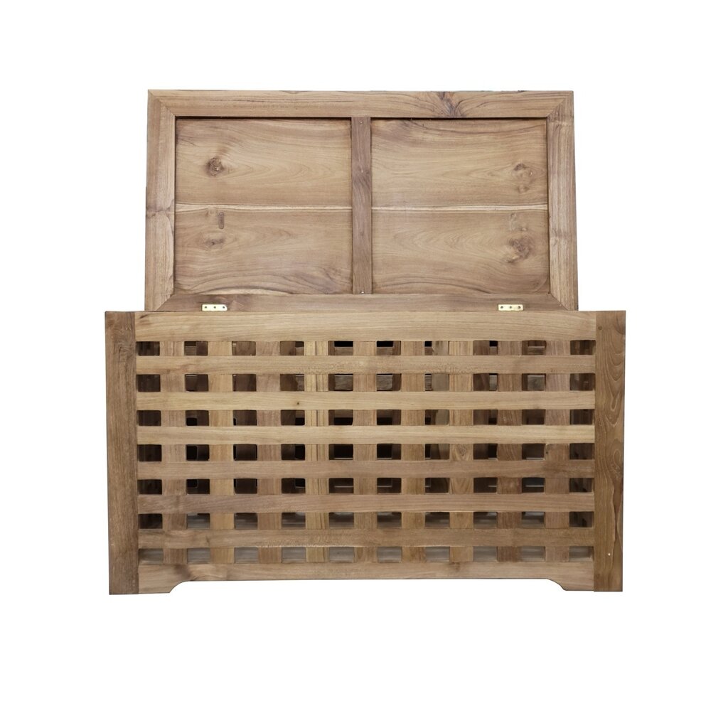 Coffre de rangement caillebotis en teck 90x50x50 cm (BT-012)