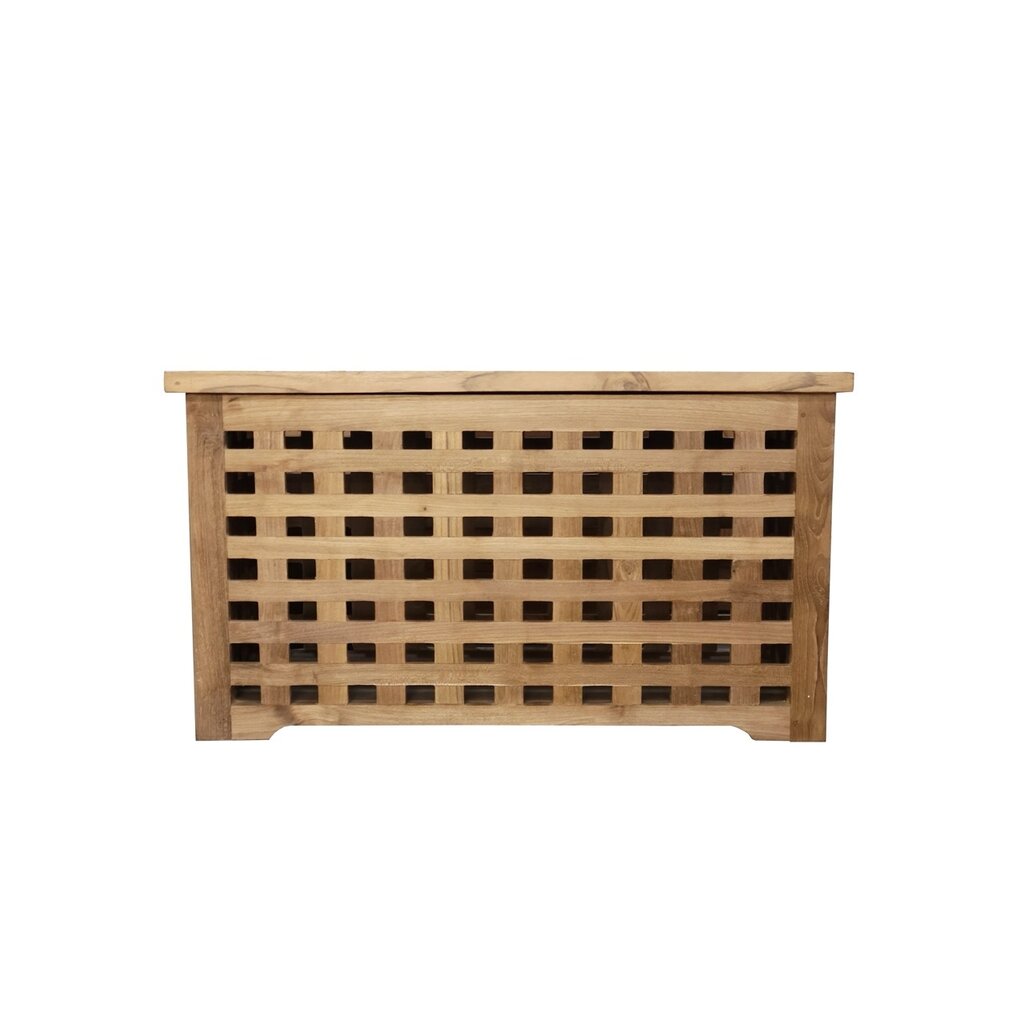 Coffre de rangement caillebotis en teck 90x50x50 cm (BT-012)