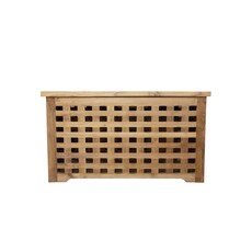 Coffre de rangement caillebotis en teck 90x50x50 cm (BT-012)
