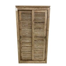 Armoire persiennes 2 portes coulissantes et 2 tiroirs 100x60x190 Cm Cérusé (W-110)
