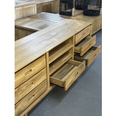 Meuble TV en teck 7 tiroirs 175x45x70 Cm Waxed