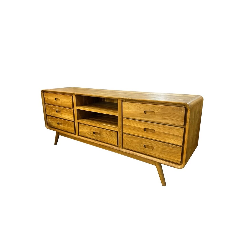 Meuble TV en teck 7 tiroirs 175x45x70 Cm Waxed