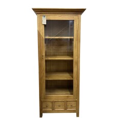 Armoire vitrée 1 porte 3 tiroirs en Mindi