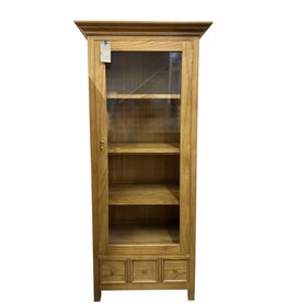 Armoire vitrée 1 porte 3 tiroirs en Mindi