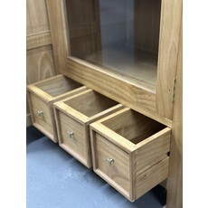 Armoire vitrée 1 porte 3 tiroirs en Mindi