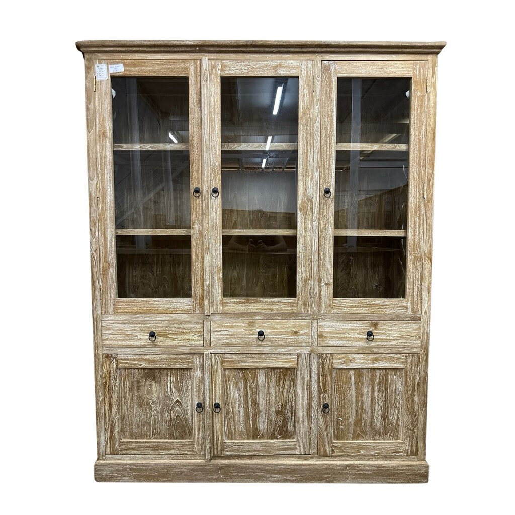 Vaisselier 3 portes vitrées 3 tiroirs 155x40x200 Cm