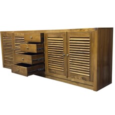 Krepyak - Buffet en teck 4 portes 4 tiroirs 250x45x85 cm Naturel