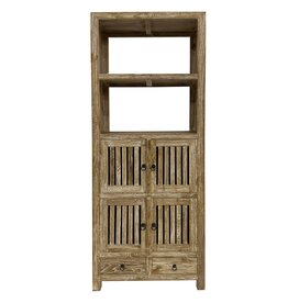 Étagère 4 portes 2 tiroirs 75x35x200 Cm Cérusé