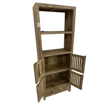 Étagère 4 portes 2 tiroirs 75x35x200 Cm Cérusé