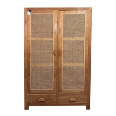 Armoire 2 portes rotin en teck 120x67x200 Cm WB