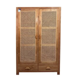 Armoire 2 portes rotin en teck 120x67x200 Cm WB