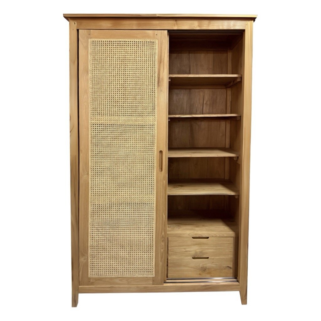 Armoire 2 portes coulissantes en teck 115x55x200 Cm WB