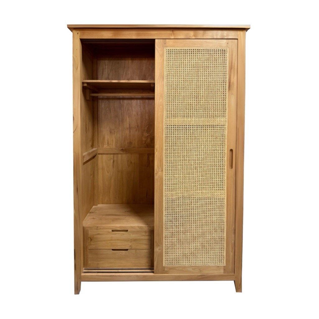 Armoire 2 portes coulissantes en teck 115x55x200 Cm WB