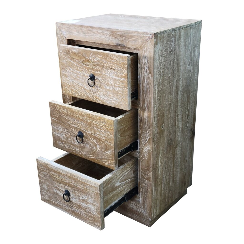 Table de chevet 3 tiroirs W 115 cérusé
