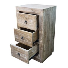 Table de chevet 3 tiroirs W 115 cérusé