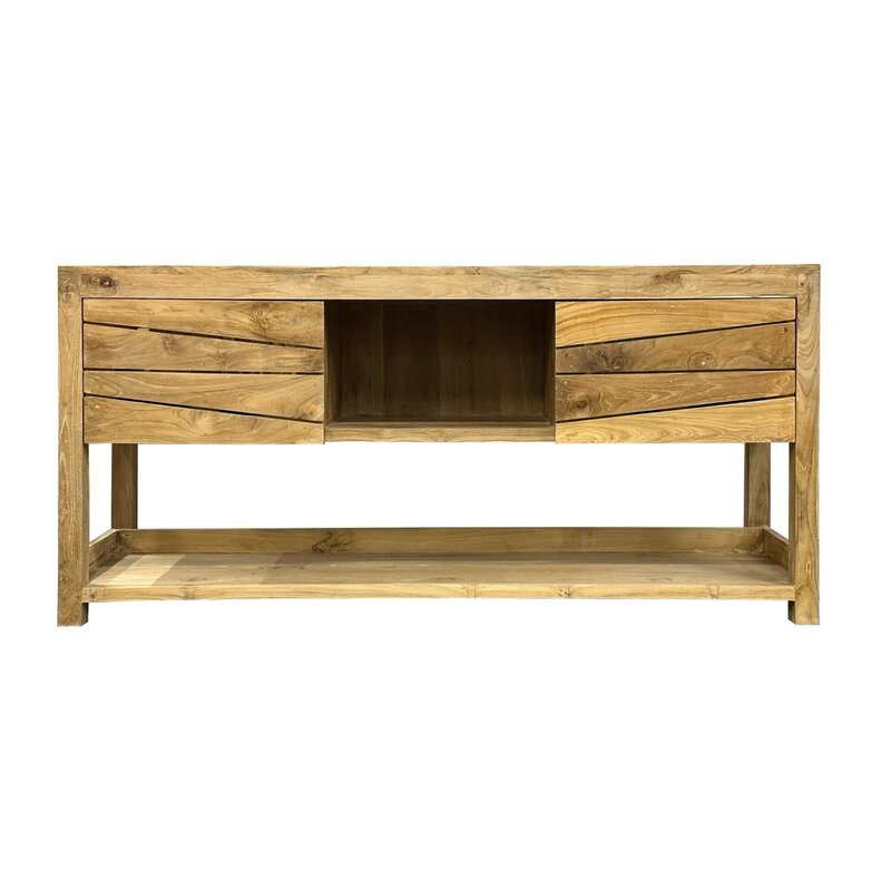 Meuble de salle de bain en teck 160x46x77 Cm Brut