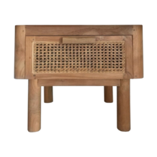 Table de chevet en teck 1 tiroir rotin 50x42x50 Cm Waterbase