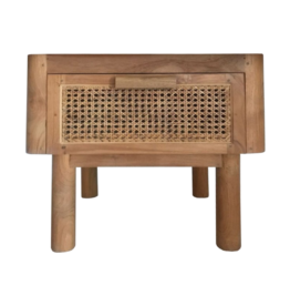 Table de chevet en teck 1 tiroir rotin 50x42x50 Cm Waterbase